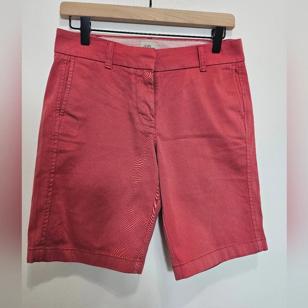 J. Crew Red and Pink Bermuda Shorts Tailored Cotton Blend - Picture 2 of 7